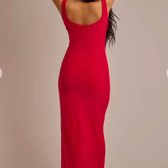 Red Formal Jersey Knotted Apple Long Dress Sz 2 - Picture 5 of 6